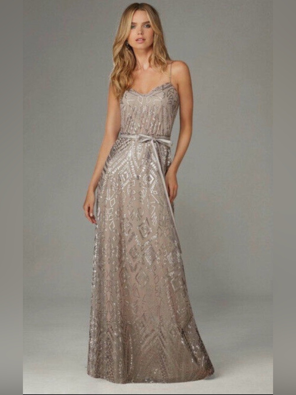 Angelina Faccenda Blush Sequin Maxi Dress - Estimated size XXS- XS (US 00-0)